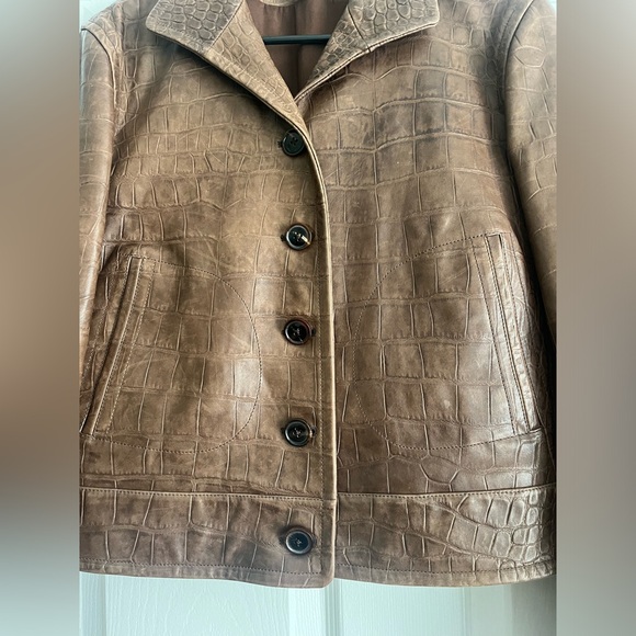 Ralph Lauren Vintage Chestnut Brown Made in Italy Croc-embossed lamb leather - Picture 5 of 9